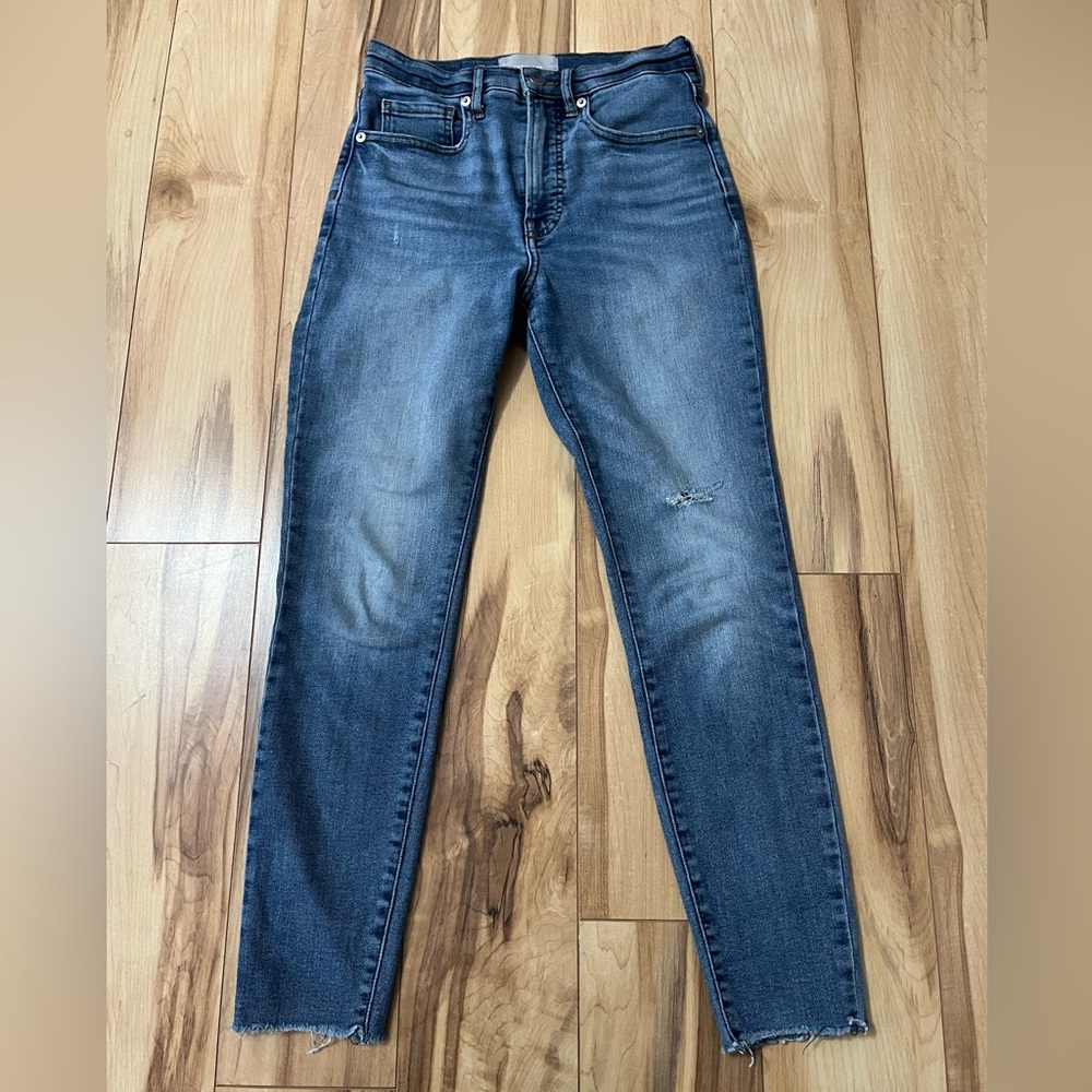 Everlane High Rise Skinny Ankle Jeans Denim Stretch Frayed Hem Women's Sz 25